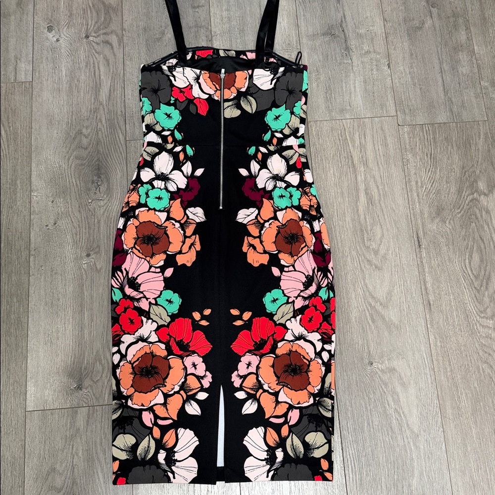 Express Black Dress with Floral Accents - Picture 6 of 11